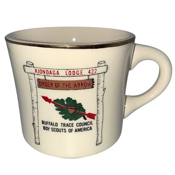 Vintage Boy Scouts of America BSA Kiondaga Lodge 422 Buffalo Trace Gold Rim Mug - Picture 3 of 8